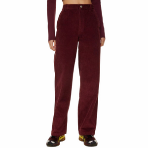 Aritzia TNA Ripcord Burgundy Corduroy Wide Leg Pants Size 2 Baggy Mid Rise EUC